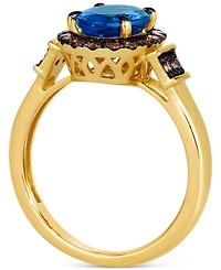 Le Vian Chocolatier Blueberry Tanzanite (1-3/4 ct. t.w.) & Chocolate Diamonds (3/8 ct. t.w.) Oval Halo Ring in 14k Gold