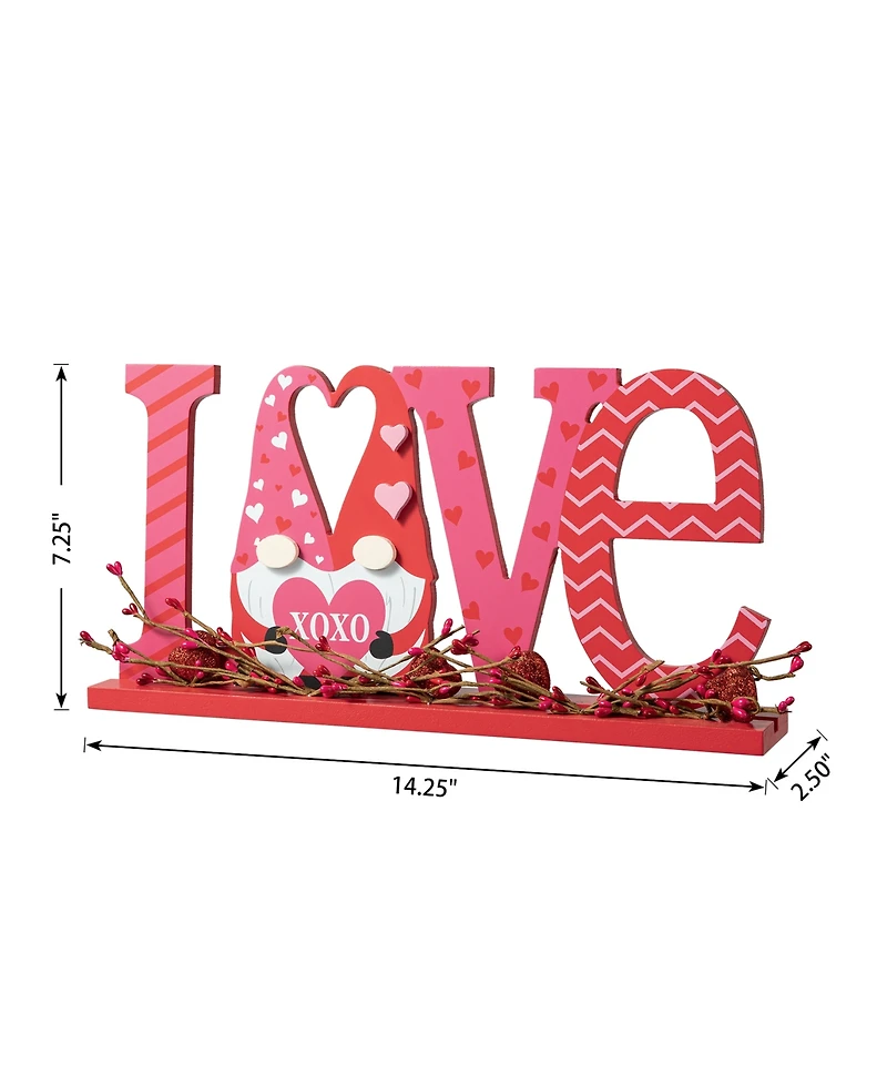 Glitzhome 14.25" L Valentine's Love Wooden Gnome Table Decor