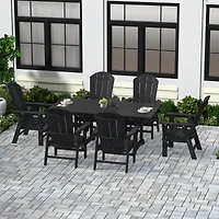 WestinTrends 7 Piece Outdoor Patio Dining Table and Adirondack Armchair Set