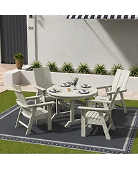 WestinTrends 5 Piece Outdoor Patio Dining Round Table and Modern Armchair Set