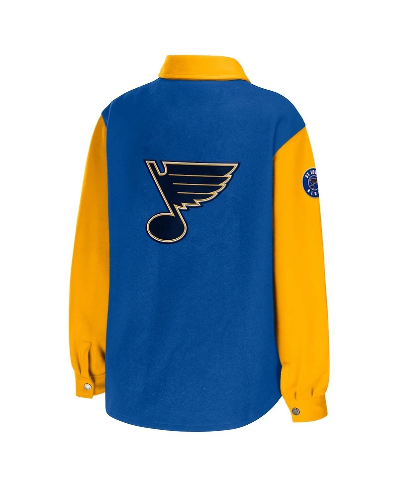 Women's Wear by Erin Andrews Blue, Gold St. Louis Blues Colorblock Button-Up Shirt Jacket