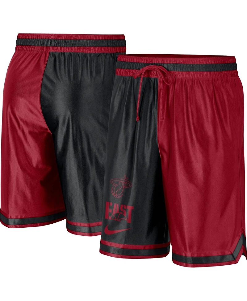 Men's Nike Red, Black Miami Heat Courtside Versus Force Split Dna Performance Shorts