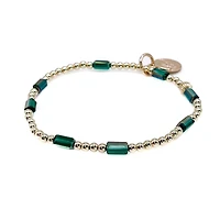Bowood Lane Non-Tarnishing Gold filled, 3mm Ball and Emerald Glass Bead Stretch Bracelet