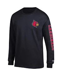Men's Champion Black Louisville Cardinals Team Stack Long Sleeve T-shirt