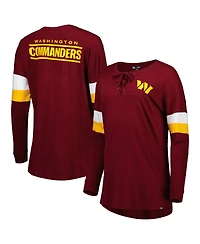 Women's New Era Burgundy Washington Commanders Athletic Varsity Lace-Up Long Sleeve T-shirt