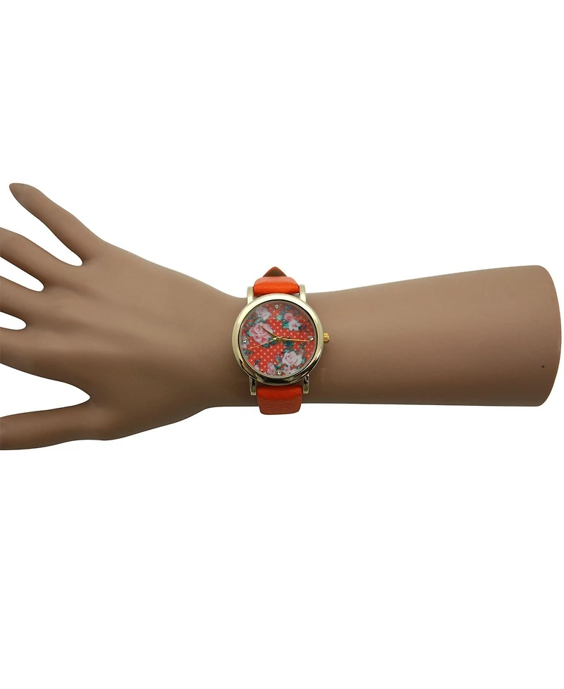 Olivia Pratt Solid Colors with Flowers Details Women Watch