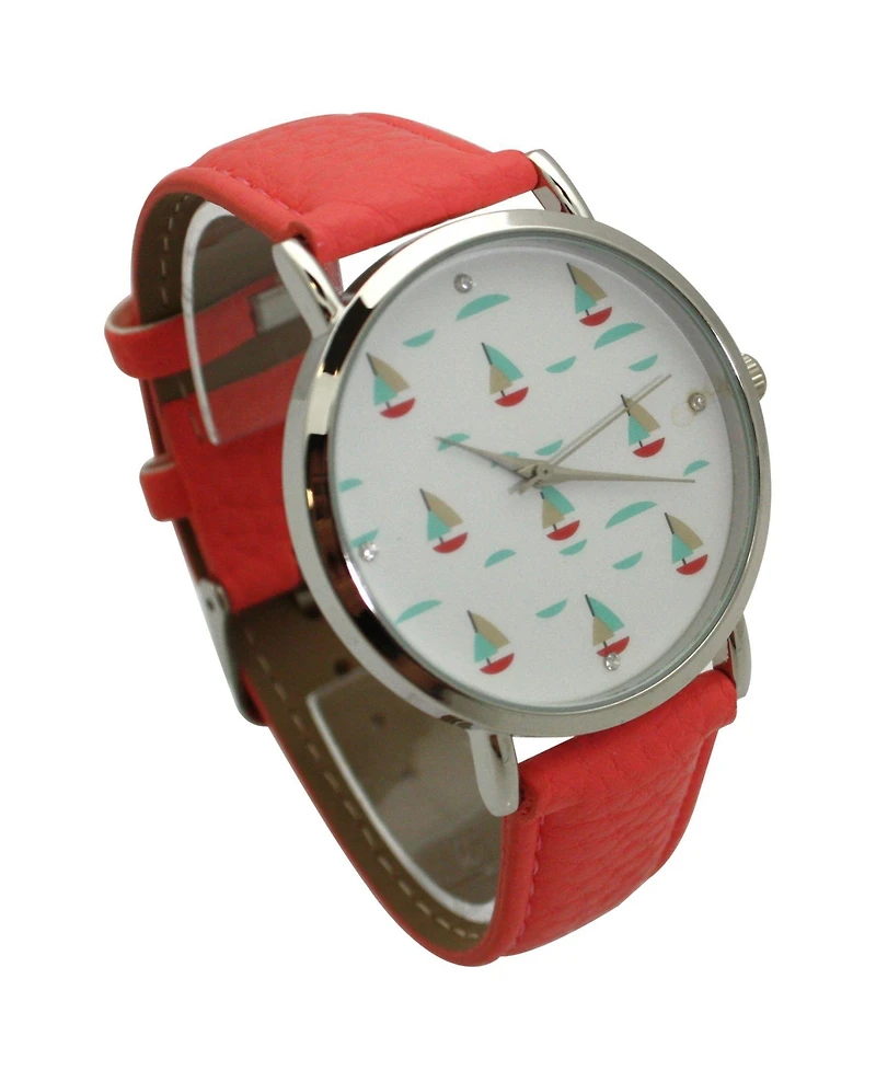 Olivia Pratt Coral Soft Band Sailing Boats Dial Women Watch