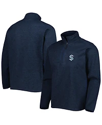 Men's Antigua Heathered Deep Sea Blue Seattle Kraken Course Quarter-Zip Jacket
