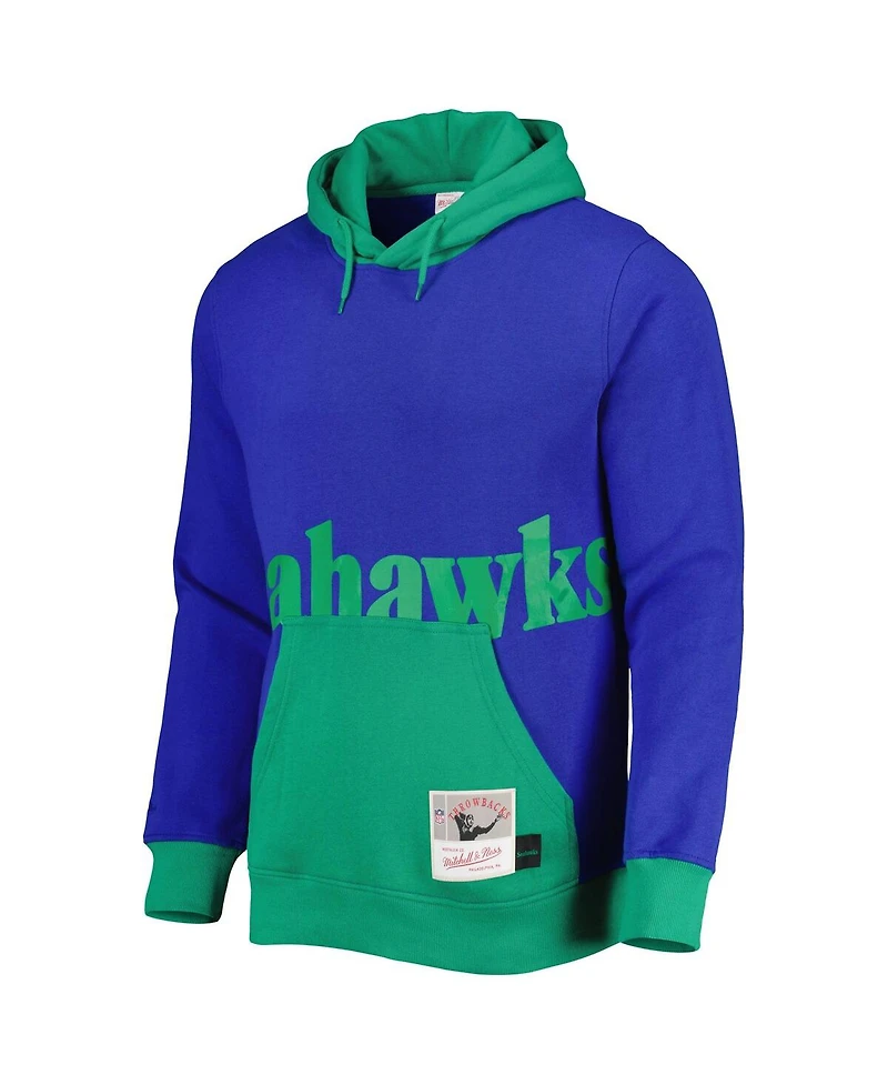 Men's Mitchell & Ness Royal Seattle Seahawks Big Face 5.0 Pullover Hoodie