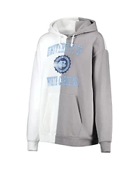 Women's Gameday Couture Gray, White North Carolina Tar Heels Split Pullover Hoodie