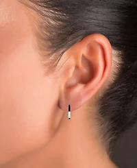Cubic Zirconia & Enamel Small C-Hoop Earrings, 0.55"