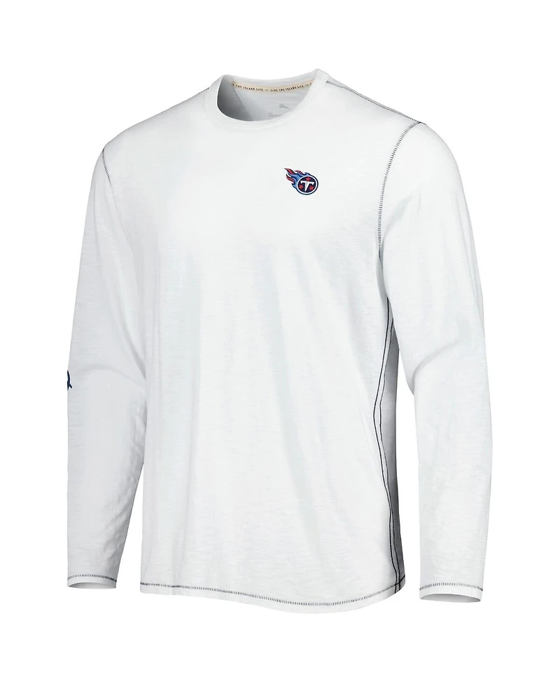 Men's Tommy Bahama White Tennessee Titans Laces Out Billboard Long Sleeve T-shirt