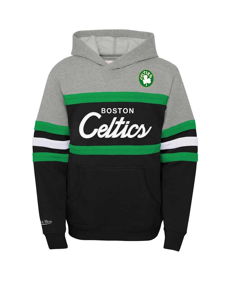 Big Boys Mitchell & Ness Heather Gray, Black Boston Celtics Hardwood Classics Head Coach Pullover Hoodie