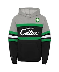 Big Boys Mitchell & Ness Heather Gray, Black Boston Celtics Hardwood Classics Head Coach Pullover Hoodie
