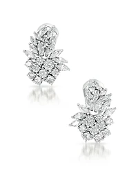 Genevive Cubic Zirconia Sterling Silver White Gold Plated Marquise Cluster Earrings