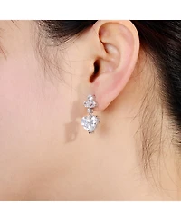 Sterling Silver Clear Cubic Zirconia Triangle Drop Earrings