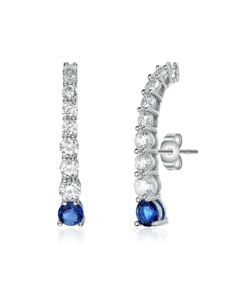 Sterling Silver Cubic ZIrconia Curved Journey Earrings