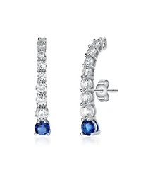 Sterling Silver Cubic ZIrconia Curved Journey Earrings
