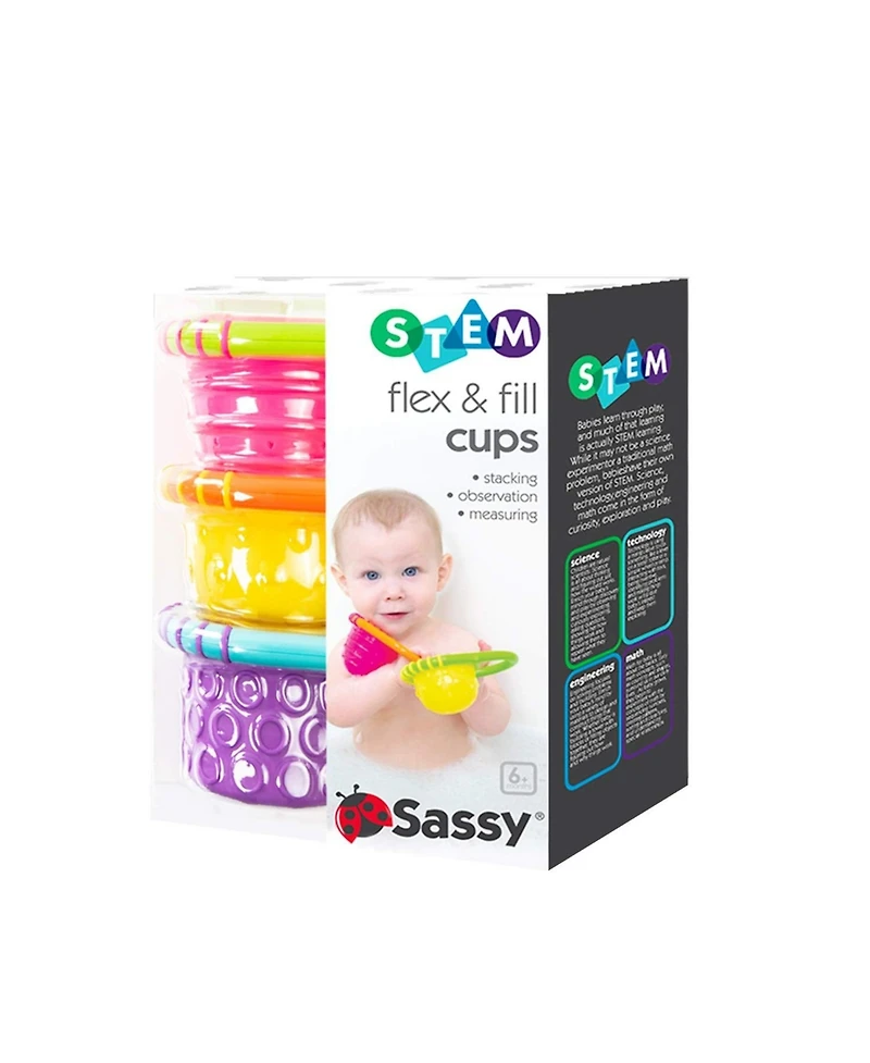 Sassy Baby Baby Sassy Flex and Fill Cups Baby Bath Toy, 3 Piece set