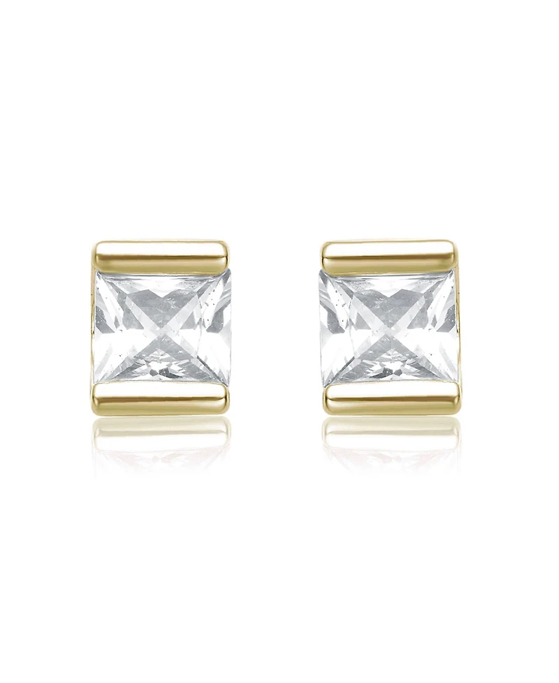 Sterling Silver Clear Cubic Zirconia Stud Earrings