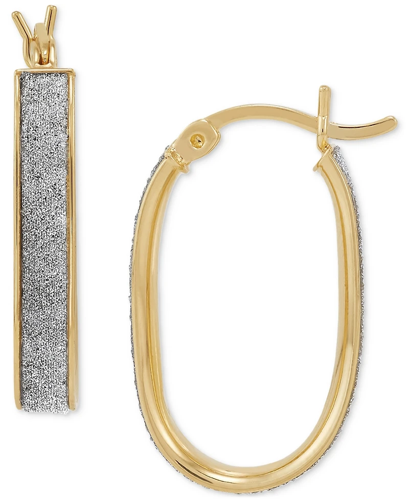Oval Glitter Small Hoop Earrings