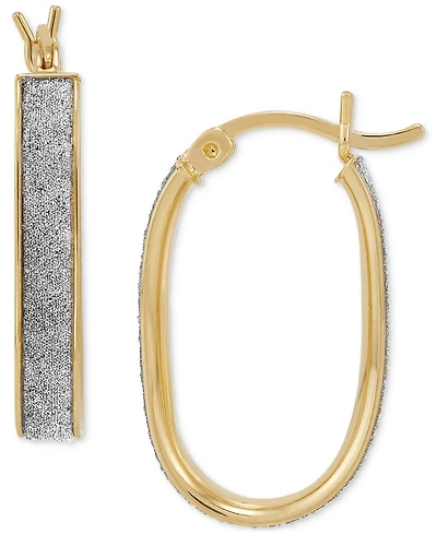 Oval Glitter Small Hoop Earrings