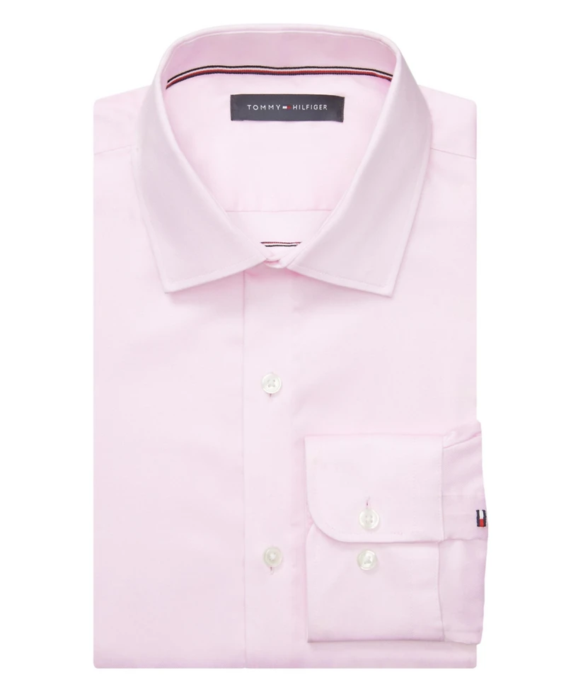 Tommy Hilfiger Men's Th Flex Slim Fit Wrinkle Free Stretch Twill Dress Shirt