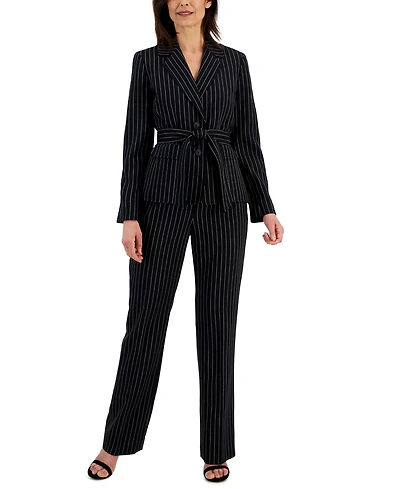 Le Suit Women's Striped Belted Pantsuit, Regular & Petite Sizes
