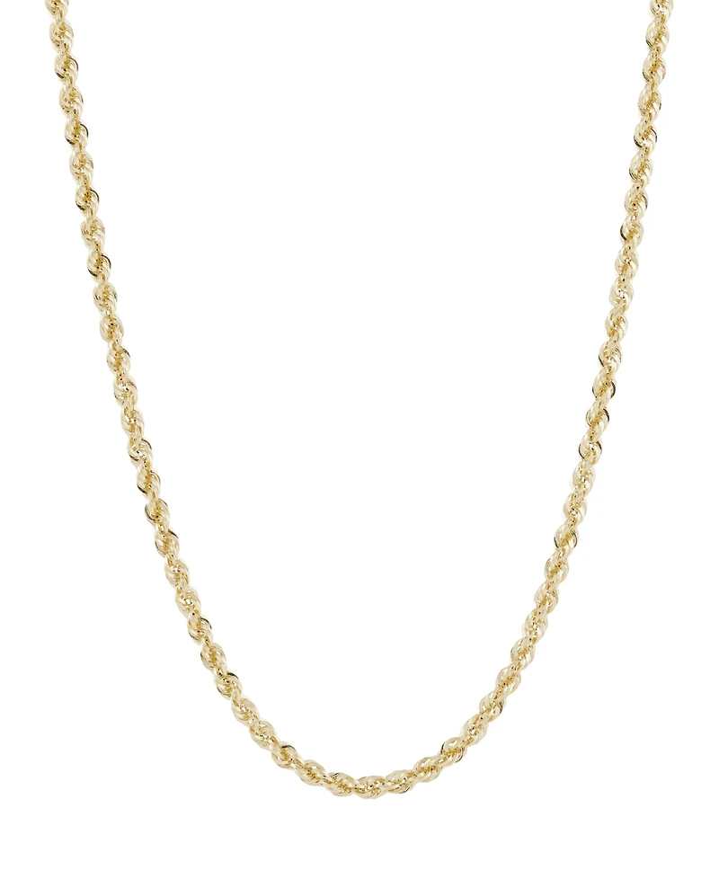 Lightweight Diamond Cut Rope Chain 20" Necklace (3mm) in 14k Yellow Gold