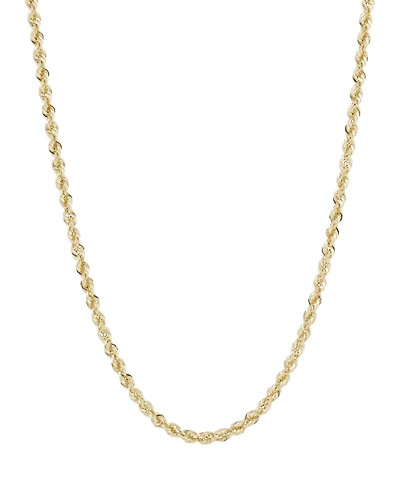 Lightweight Diamond Cut Rope Chain 20" Necklace (3mm) in 14k Yellow Gold