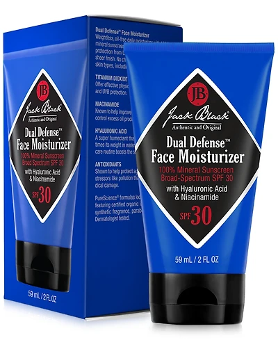Jack Black Dual Defense Face Moisturizer 100% Mineral Sunscreen Spf 30, 2 oz.
