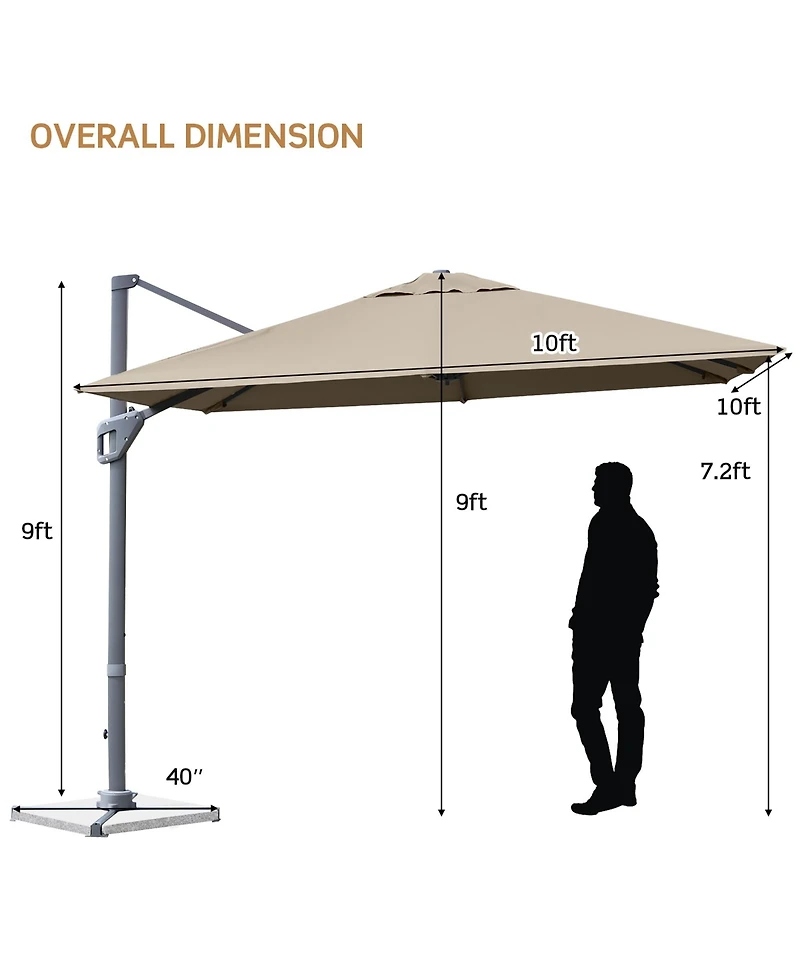 Patio Offset Cantilever Umbrella Aluminum Rotation Tilt