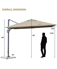 Patio Offset Cantilever Umbrella Aluminum Rotation Tilt