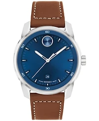 Movado Men's Bold Verso Swiss Quartz Cognac Leather Strap Watch 42mm