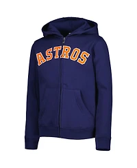 Big Boys Navy Houston Astros Wordmark Full-Zip Fleece Hoodie