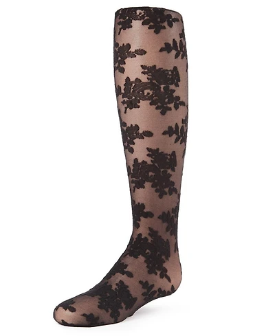 MeMoi Girls Fancy Floral Sheer Tights