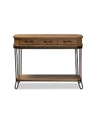 Baxton Studio Kellyn Vintage 42.9" Rustic Industrial Finished Wood and Metal 3-Drawer Console Table