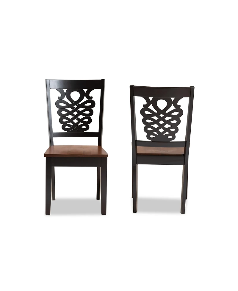 Baxton Studio Gervais Modern and Contemporary Transitional 2-Piece Two-Tone Dark and Finished Wood Dining Chair Set