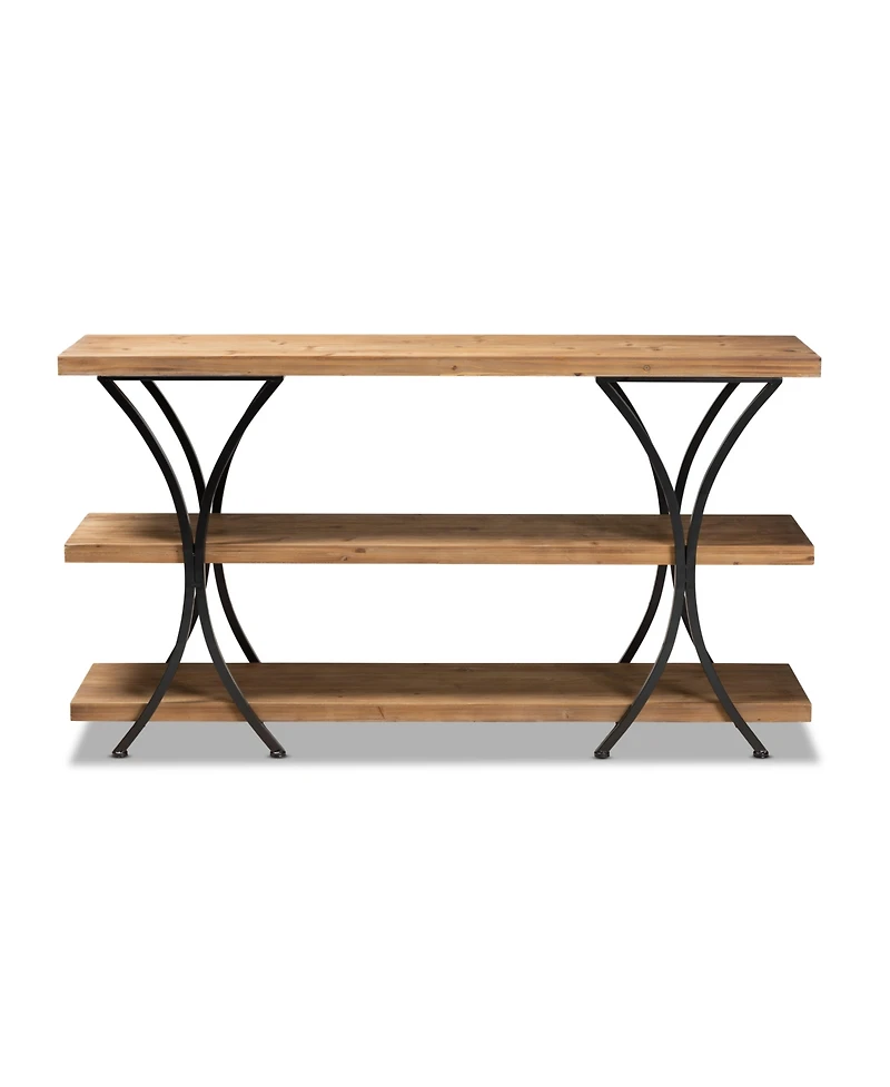 Baxton Studio Terrell Modern 59.8" Rustic and Industrial Finished Wood and Finished Metal Console Table