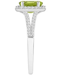 Amethyst (1-1/5 ct. t.w.) & Diamond (1/4 Oval Halo Split Shank Ring Sterling Silver (Also Citrine, Garnet, Peridot, Blue Topaz)