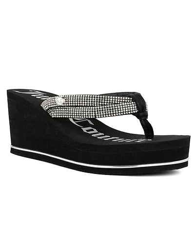 Juicy Couture Women's Unwind Rhinestone Platform Wedge Sandals