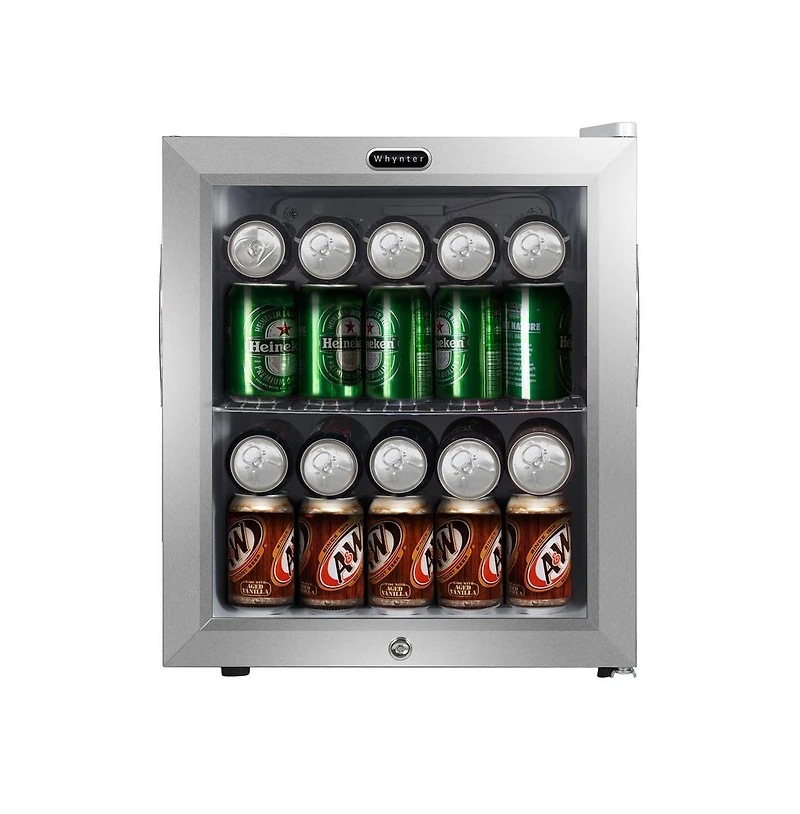 Whynter 62 Can Capacity Stainless Steel Beverage Refrigerator with Lock