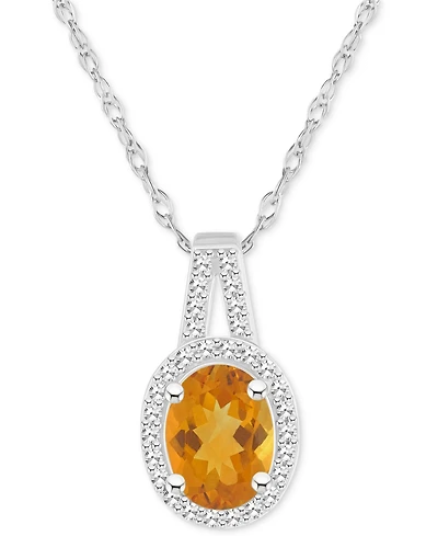 Amethyst (1-1/5 ct. t.w.) & Diamond (1/6 ct. t.w.) Oval Halo 18" Pendant Necklace in Sterling Silver (Also in Citrine, Garnet, Peridot, & Blue Topaz)
