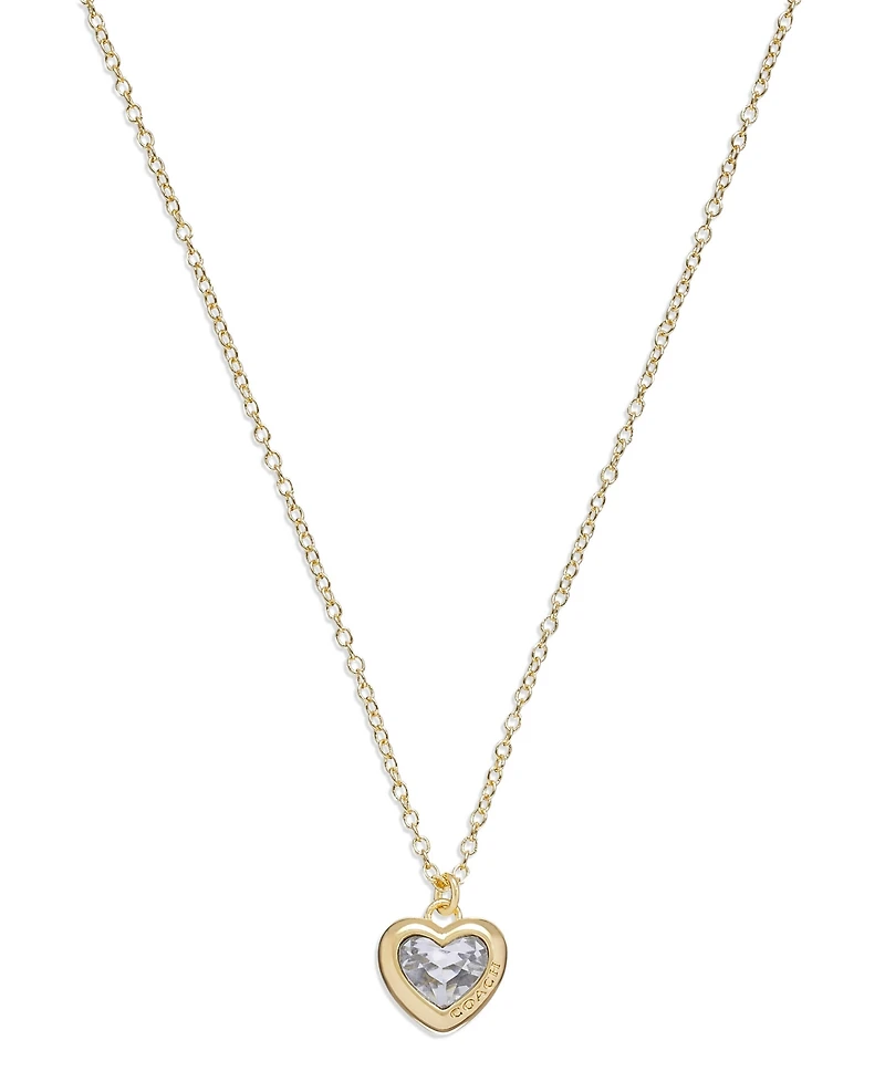 Coach Faux Stone Heart Pendant Necklace