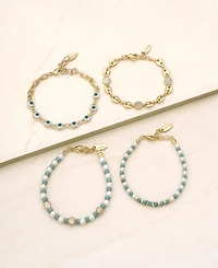 Ettika Women's Enamel Evil Eye Bracelet Set, 4 piece