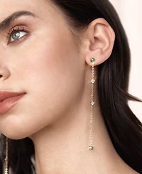 Ettika Green Opal Linear Earrings in 18K Gold Plating