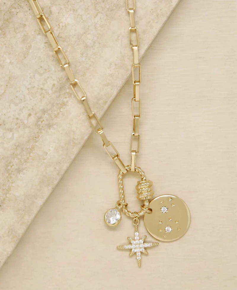 Ettika Crystal and 18K Gold Charmed For Sure Women's Necklace