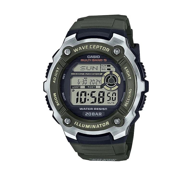 Casio Men's Digital Green Resin Watch 47.7mm, WV200R-3A