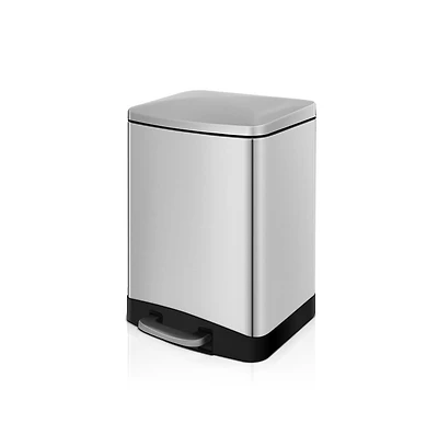 3.2 Gal./12 Liter Stainless Steel Rectangular Step-on Trash Can for Bathroom and Office