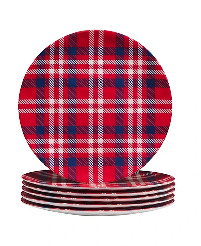 Certified International Patriotic Plaid Melamine Dinner Plate, Set of 6